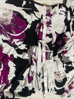 Lauren Ralph Lauren White, Black & Purple Abstract Floral Midi Skirt